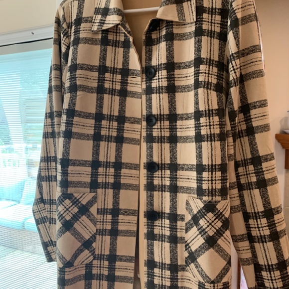Anthropologie Solitaire faux suede plaid belted coat Size Medium Ladies - Picture 5 of 5